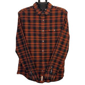 Penguin by Munsingwear Heritage Slim Fit Mens XL Orange/Black Plaid Button Shirt